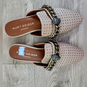 KURT GEIGER LONDON CHELSEA MULE SABOT BEIGE CAMEL SIZE 37 PERFECT CONDITION.